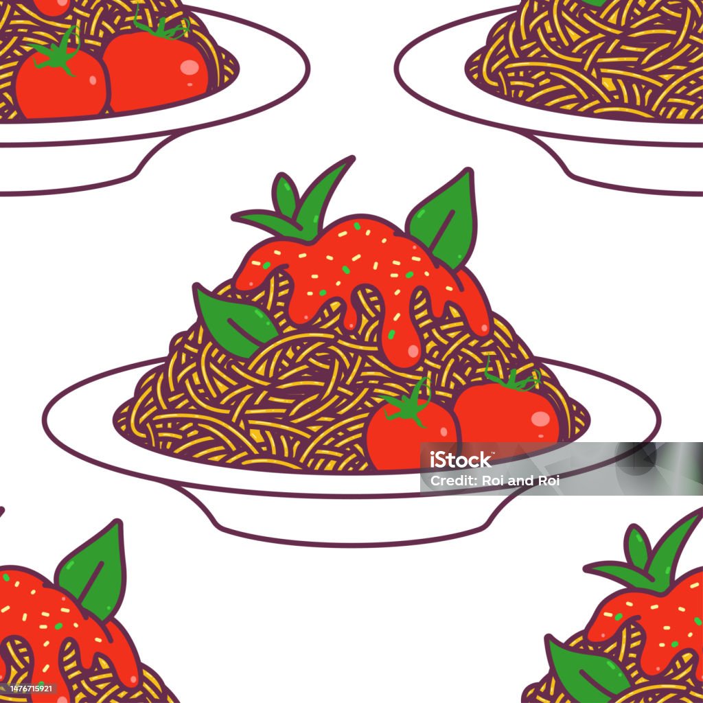 Spagehetti Vector Spaghetti Vector Cartoon Seamless Pattern Background For Wallpaper ...
