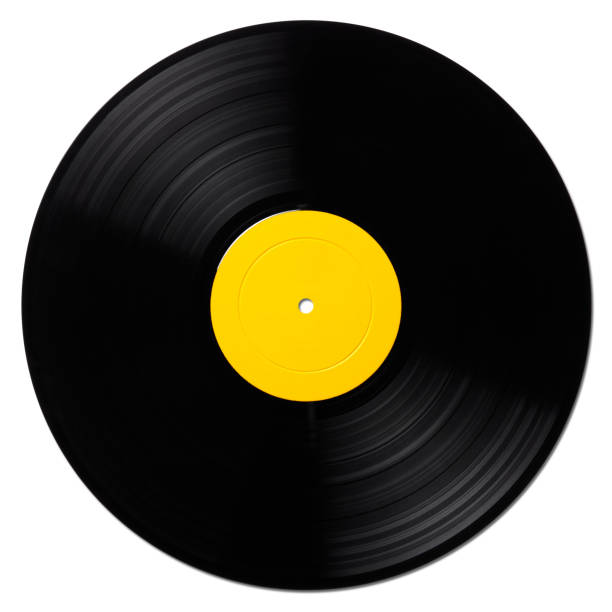 a 12-inch lp vinyl record isolated on white background with clipping paths - record imagens e fotografias de stock