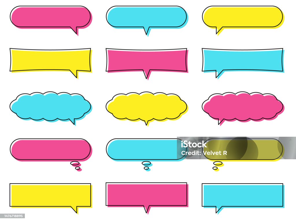 Simple Text Buttle Simple Speech Bubble Set Stock Illustration - Download Image Now ...