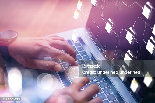 istock Online documentation database and process automation to efficiently manage files. corporate business technology. Document management system (DMS) knowledge and documentation in enterprise with ERP 1476721344