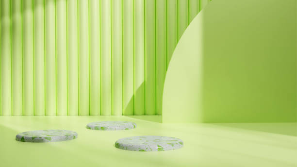 istock Green aesthetic space product display podium realistic 3d render illustration 1476722269
