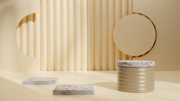 istock Brown aesthetic space product display podium realistic 3d render illustration 1476722521