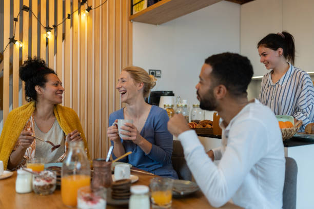 istock Breakfast in pajamas with visiting friends 1476724373