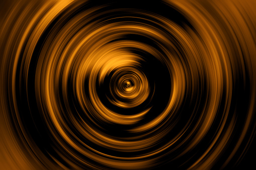 Abstract Gold Circle Amber Traffic Light Golden Neon Pattern Speed Blurred Motion Background Swirl Spiral Ring Radio Sound Wave Shiny Yellow Brown Bronze Brass Texture Lens Flare Hyperspace Grooved Twisted Vertigo Safety Rules Digitally Generated Image Template for presentation, flyer, card, poster, brochure, banner