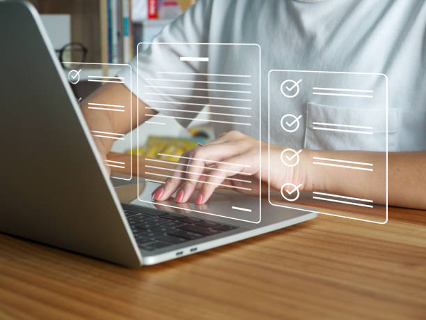 istock The concept of doing an online test or questionnaire icon. 1476727630