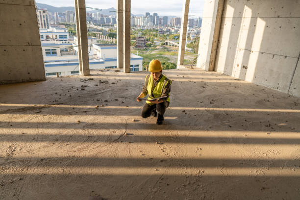 istock A female construction worker is holding blueprints and working on a construction site with sunlight 1476729966