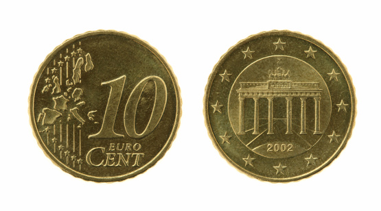Four euro coin on white