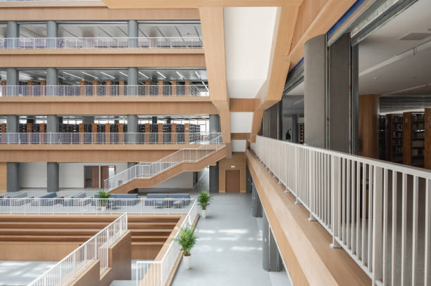 istock A corner of the staircase of an empty and bright library 1476732106