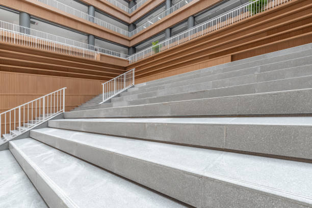 istock A corner of the staircase of an empty and bright library 1476732112