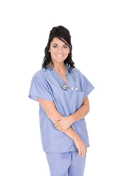 istock Caucasion doctor or nurse posing isolated on white background 147673366