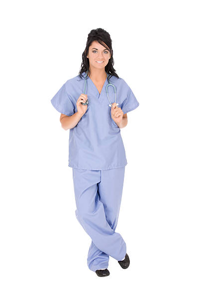 istock Caucasion doctor or nurse posing isolated on white background 147673369
