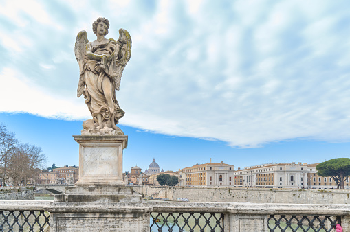 Bernini's statue of Angelo dei flagelli on the Sant Angelo bridge in Rome Italy