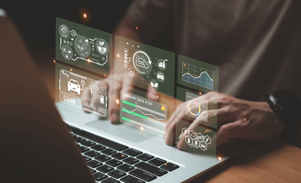 istock Entrepreneur hand point at digital screen dashboard while control and reduce carbon emission for global friendly business or ESG. Business with environment concern, carbon credit and zero emission. 1476736835