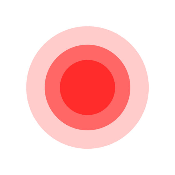 Pain circle red. Vector red circles. Icon for medical painkiller drug medicine. Pain circle red. Vector red circles. Icon for medical painkiller drug medicine. Red circles target spot symbol for pill medication design template of body or muscular joint pain and headache analgesic remedy pain points stock illustrations