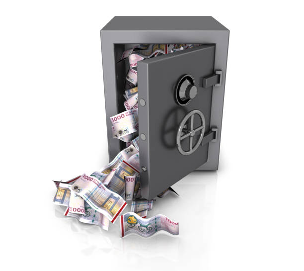 istock Safe box full Danish Krone packs on white background 1476739974