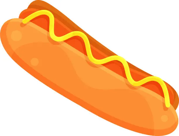 Vector illustration of bright vector illustration of hot dog, fast food, street food