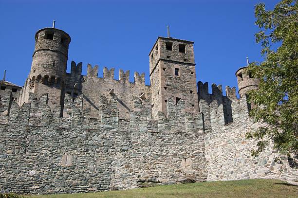 istock medieval castle wall and towers 147674306