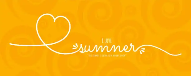 Vector illustration of Lettering composition of I love Summer and heart shape. Summer lettering on abstract background.  Stock illustration