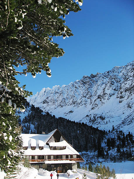 Lodge in the mountains stock photo