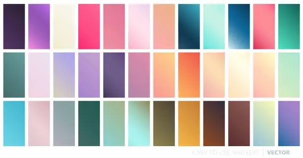 Vector illustration of Set of vector gradients. Color gradient palette in the form of circles