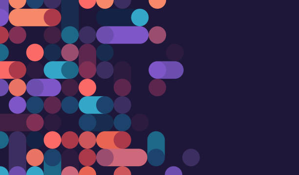Modern Data Node Digital Abstract Pixel Background Modern data node digital grid matrix abstract technology pixel background. cyber security abstract stock illustrations