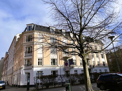 Historic buildings in Frederiksberg, Copenhagen. Charming, old and very fashionable neighborhood.