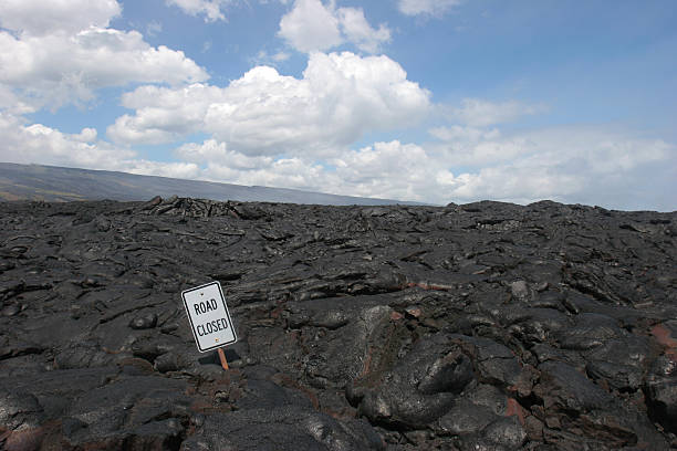 istock Road Closed Sign In Lava 147676287