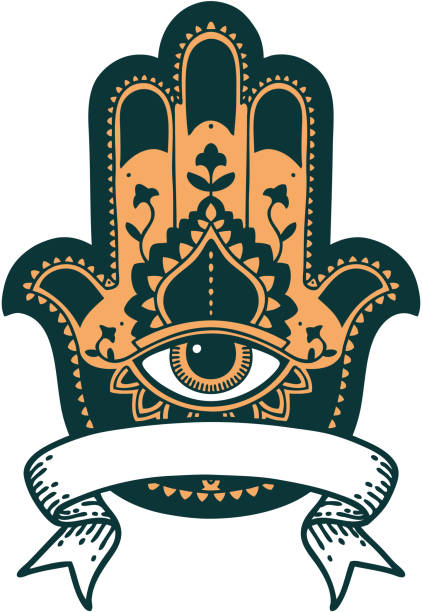 istock traditional tattoo with banner of a hamza 1476763375