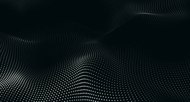 preto e branco abstract trapcode form onda de partículas digitais e luzes de fundo. animação cibernética ou experiência em tecnologia. onda de tecnologia abstrata. - looping animation - fotografias e filmes do acervo