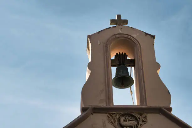 Photo of church tower with its cast iron bell