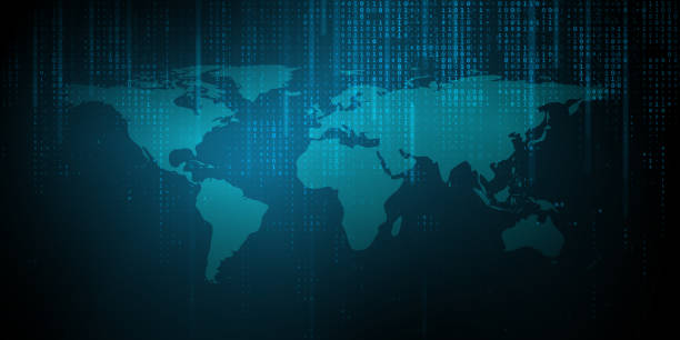Maps With Binary Code 150+ Abstract Background With World Map And Binary Code Stock ...