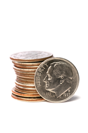 Stack Dimes Stack Of Us Dimes Stock Photo - Download Image Now - Dime, Affectionate ...