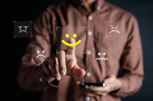 istock Businessman showing five star on hands, Customer satisfaction feedback review concept. Customer online service experience and business satisfaction. 1476769281