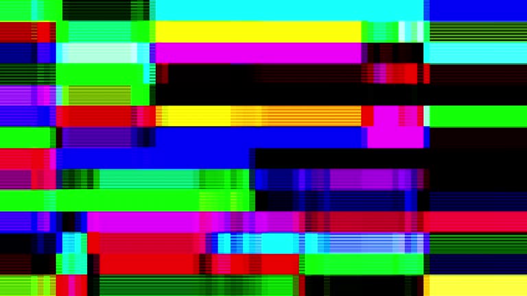 Neon pixelated glitch blocks, abstract vfx background