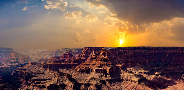 view to Grand Canyon in late afternoon light