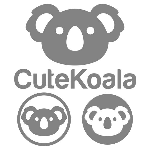 illustrations, cliparts, dessins animés et icônes de cute kawaii tête koala mascotte cartoon logo design icon illustration character vector art. pour chaque catégorie d’entreprise, entreprise, marque comme animalerie, produit, étiquette, équipe, badge, étiquette - koala