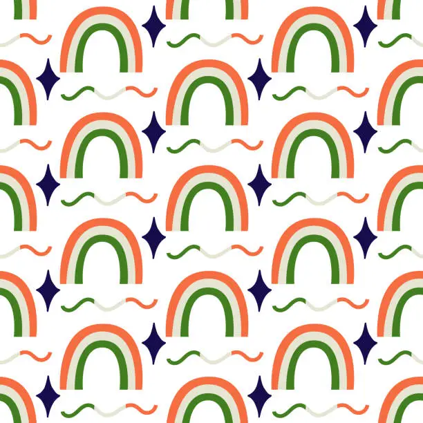 Vector illustration of Saint Patrick's Day vector seamless pattern with ireland rainbow
