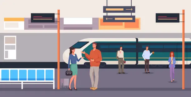 Vector illustration of Subway railway train station metro city concept. Vector graphic design illustration