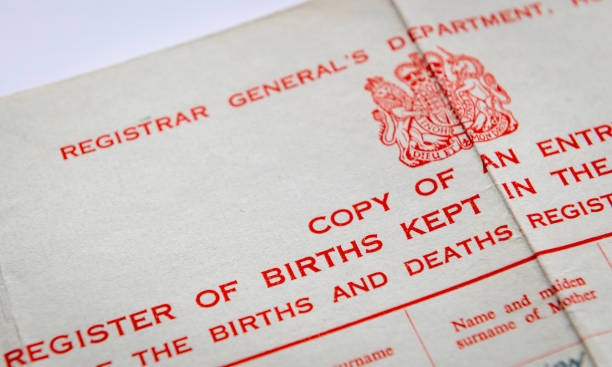 istock Close up of a birth certificate. 1476785164