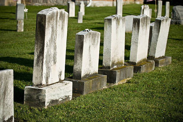istock Group of Blank Tombstones 147678528
