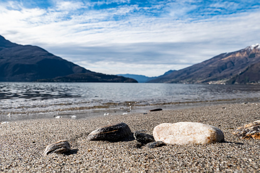 Pebbles on a beach of Lake Como