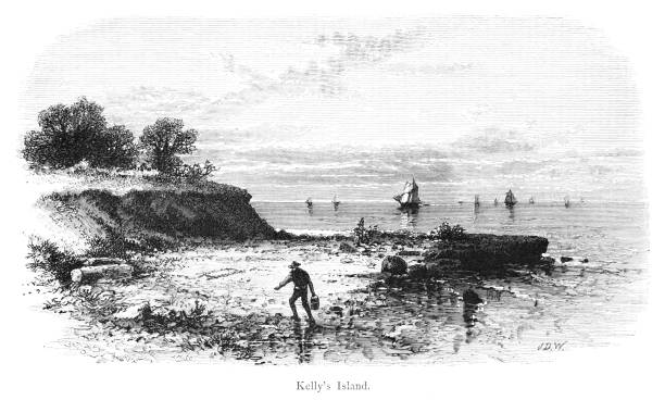 kelleys island, lake erie, ohio, stany zjednoczone, geografia - number of people people in the background flowing water recreational boat stock illustrations