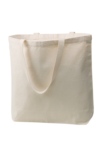 Cut out image of a white canvas/cotton reusable shopping bag