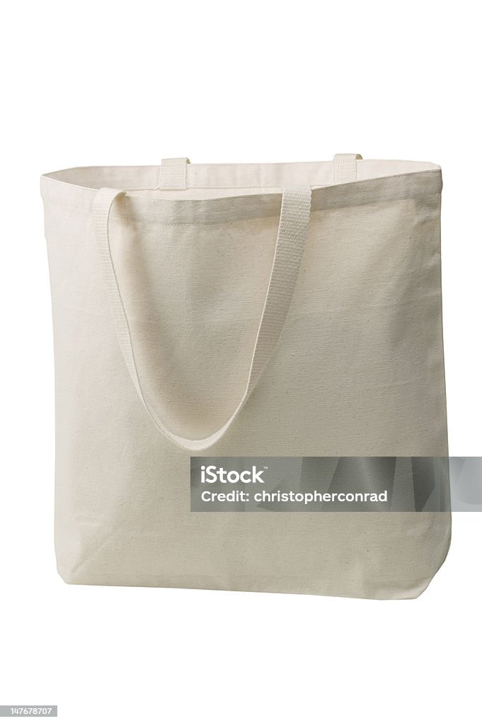 To market we go Cut out image of a white canvas/cotton reusable shopping bag Bag Stock Photo