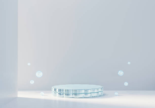 istock 3D rendering cosmetic platform podium with crystal caustic light product presentation background 1476791322