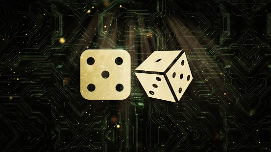 Dice in technology background