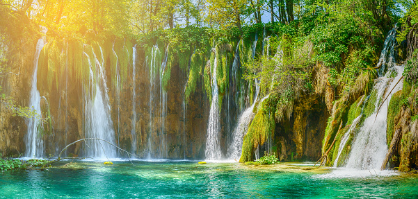 Waterfall in Plitvice lakes national park, Croatia.