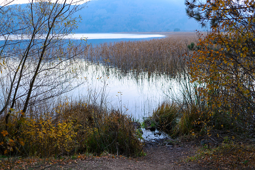 Goshikinuma Pond in the autumn.Mt. Nikkoshirane is a mountain with an altitude of 2,578m that straddles Gunma prefectures and Tochigi prefectures.Mt. Nikkoshirane is the highest peak in the Kanto region.