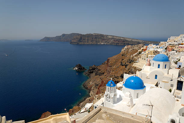 istock Aerial view over Oia, Greece 147679536