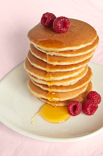 Pancakes & Raspberries stock photo